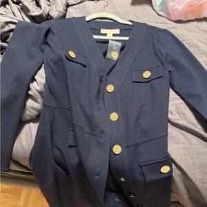 MICHAEL Michael Kors Navy Long Sleeve Dress with Gold Buttons